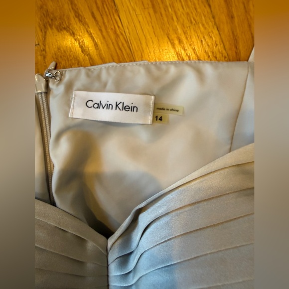 NEW* Calvin Klein Collection Evening Cocktail Dress Silky Fit & Flare Stone 14 - Picture 9 of 16